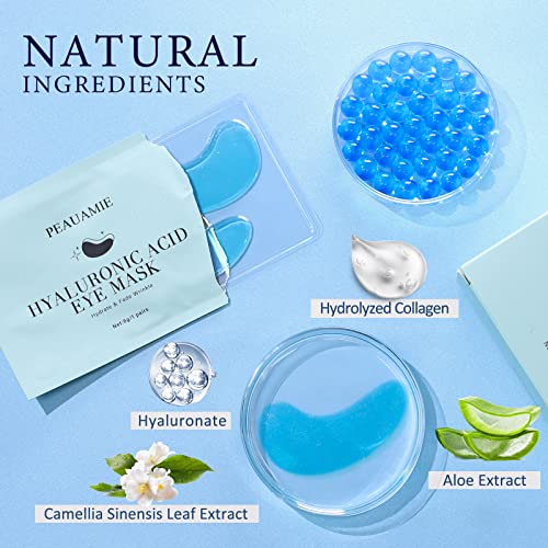 PEAUAMIE Under Eye Patchs (30 Pairs) Hyaluronic Acid Eye Mask for Dark Circles and Puffiness Wrinkle Eye Bags (Hyaluronic Acid)