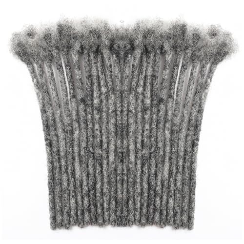 Salt and Pepper Loc Extensions - Grey Black 0.6cm 8 Inch 30 Strands Handmade Human Hair