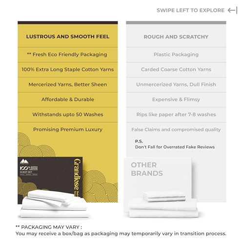 Egyptian Cotton Queen Sheet Set - Bright White, 16" Deep Pockets, Luxury Sateen Weave