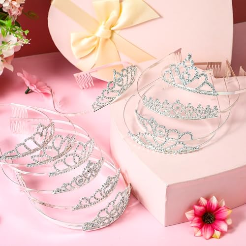 Remuuly 12 Pcs Silver Crystal Tiara Crowns for Women & Girls - Elegant Hair Accessories