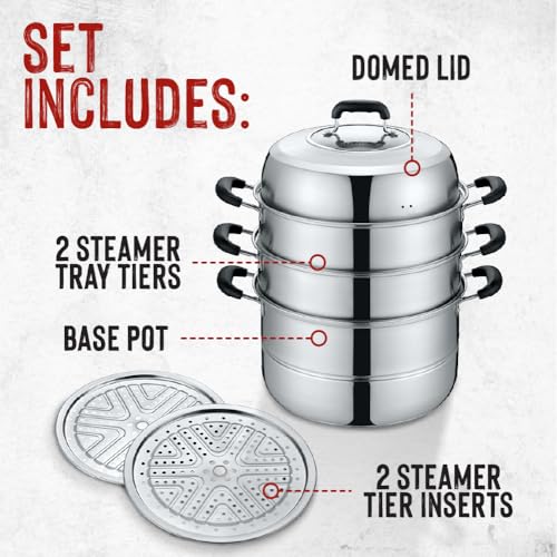 Concord 3-Tier Stainless Steel Steamer Set 32 cm - Multi-Use Kitchen Cooker