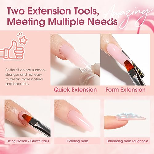 Poly Nail Gel Kit with 20 Colors & 48W Nail Lamp - Starter Kit for Nail Extensions
