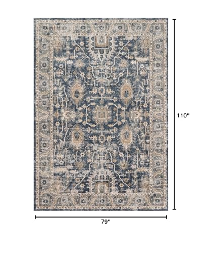 Loloi Teagan Denim and Pebble Area Rug 6'7" x 9'2" Rectangular - Modern Moroccan Style