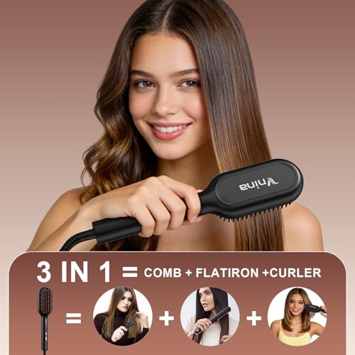 Ionic Hair Straightener Brush for Women - Anti-Frizz & Curly Hair Styling