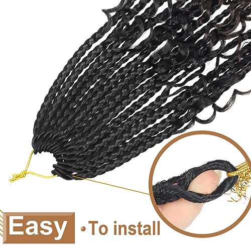 14 Inch Goddess Box Braids Crochet Hair with Curly Ends - Pack of 8, 1B-4-30