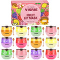 12 PCS Bee Lip Balm Honey Pot, Overnight Sleeping Lip Mask with Applicator - Propolis & Fruit Extract Moisturizing Lip Care for Dry Cracked Lips, Cute Makeup Gift for Women & Girls
