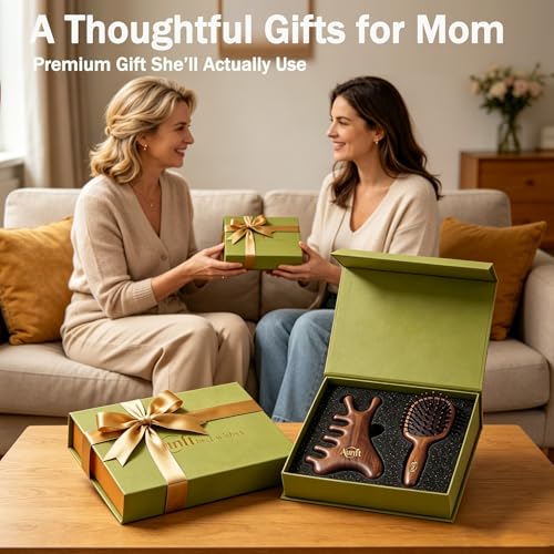 Medium Wooden Gua Sha Facial & Hair Detangler Brush Set - Self Care Gift for Women