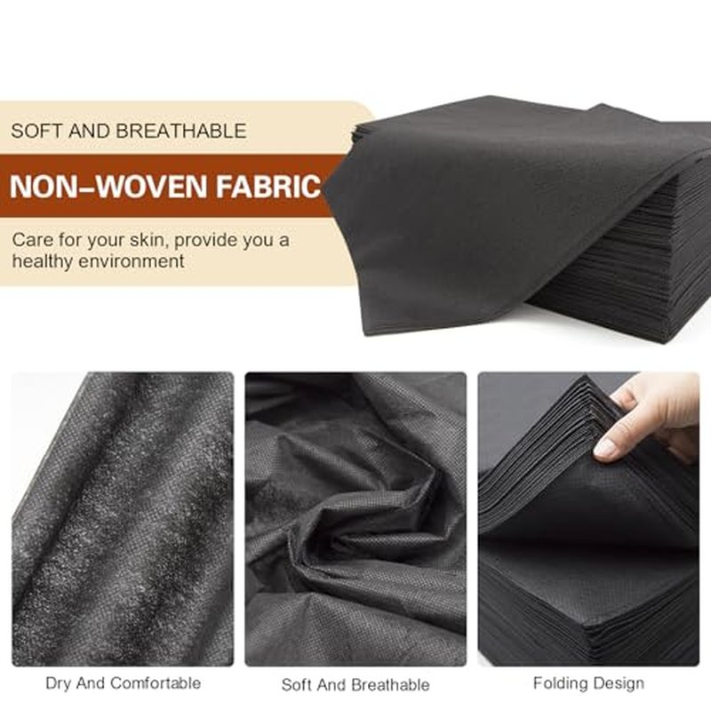 50 Count Disposable Massage Table Sheets, Disposable Bed Sheets fot Massage Table, Disposable Bed Covers for Lash Bed, Tattoo, Spa, Esthetician, 31 * 71 inches (Black)
