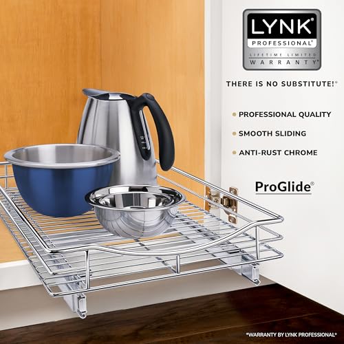 LYNK PROFESSIONAL Chrome Pull Out Cabinet Organizer 14x21 Inch Kitchen Drawer