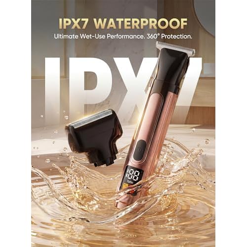 Back Shaver for Men with LED Display, 4-in-1 Rechargeable Body & Back Trimmer, Extendable Long Handle, Safety Lock, IPX7 Waterproof, Adjustable Speed, Wet/Dry Use, Travel Case Included