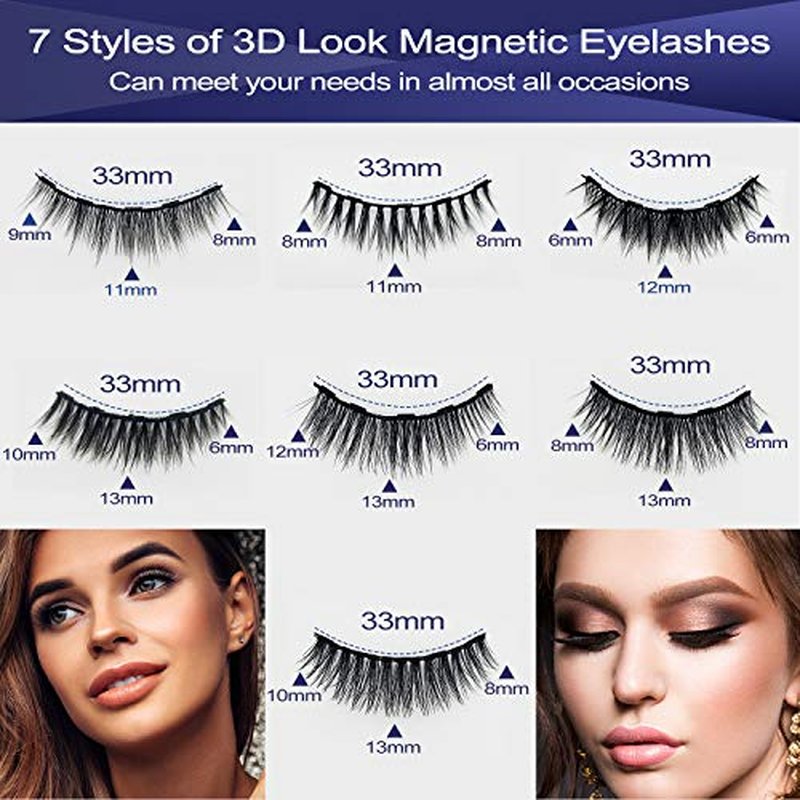 Magnetic Eyelashes with Eyeliner Kit,Magnetic Lashes with Eyeliner Set,False Eyelashes for Women with Applicator,Reusable Magnet Lash Set,Natural Look,Easy,Cruelty-Free.