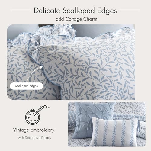 Madison Park Blue Floral Reversible King Comforter Set 5PC Bedding