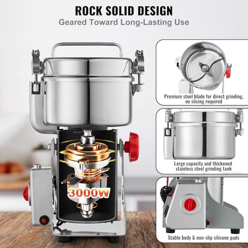 VEVOR 1000g Electric Grain Mill Grinder High Speed 3000W Commercial Spice Pulverizer