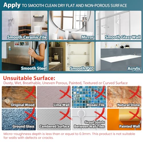 Fogless Shower Mirror with Suction Mount and Storage Rack - Grey, Rectangular, 10.1"L x 9.8"W