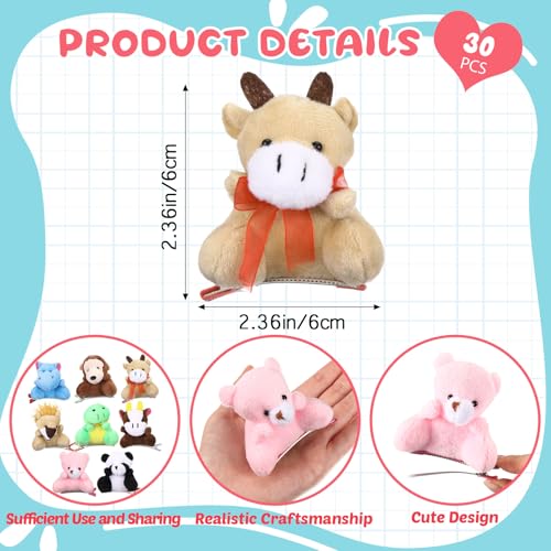 30 Pcs Plush Animal Hair Clips - Rave Trinkets for Festivals & Parties - Variation: Animal