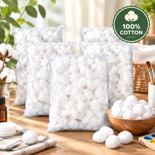 Hedume Organic Cotton Balls 500 Count - Biodegradable, Fragrance-Free, Super Absorbent for Household & Craft Use