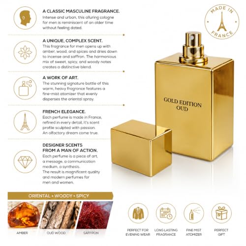 Men's Oud Eau de Parfum - Oriental Amber Fragrance Mist 3.4 Oz - Pascal Morabito