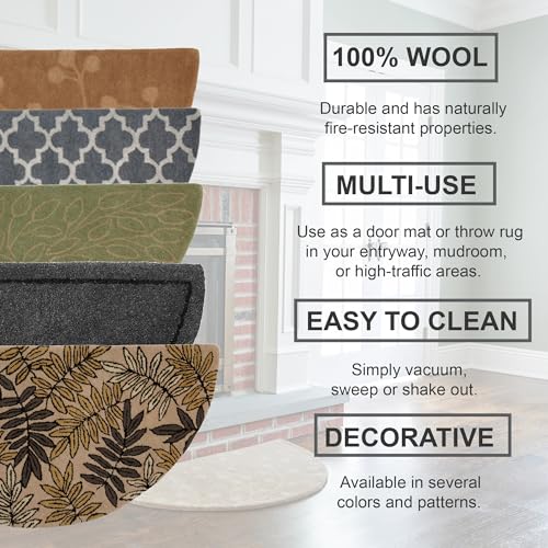 Hand-Tufted Hearth Rug 44x22 Inches - Red & Beige Fireplace Floor Protector