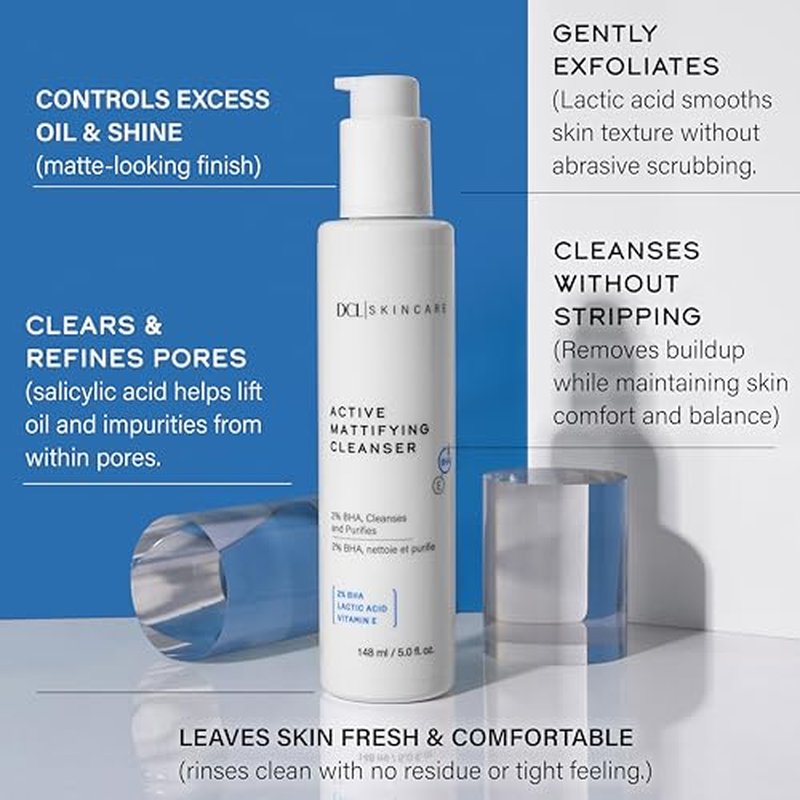 DCL Skincare Active Mattifying Cleanser with 2% Salicylic Acid, 5.0 Fl oz