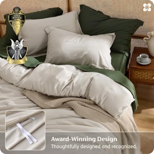 Bedsure King Linen Duvet Cover Set - 104 x 90 Inches, No Comforter, Breathable Bamboo Viscose
