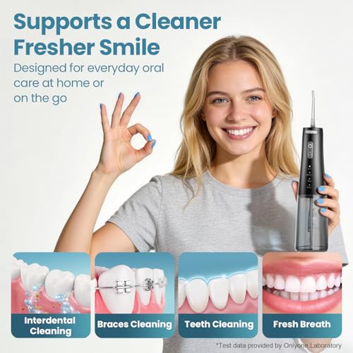 Onlyone Black Water Flosser with Adjustable Pressure, Rechargeable Oral Care Device