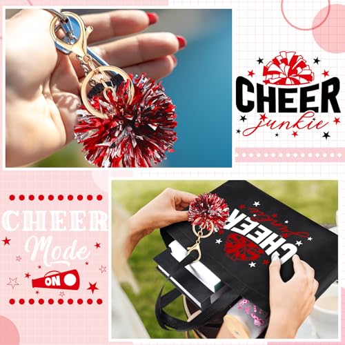 Landical Red Cheerleading Gifts Set with Bags Pompoms & Bracelets - 72 Pcs