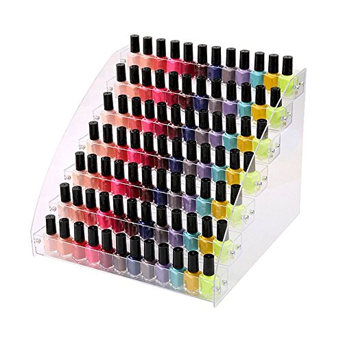 7 Tiers Acrylic Nail Polish & Lipstick Organizer Display Stand - Wide Tall Floor Model
