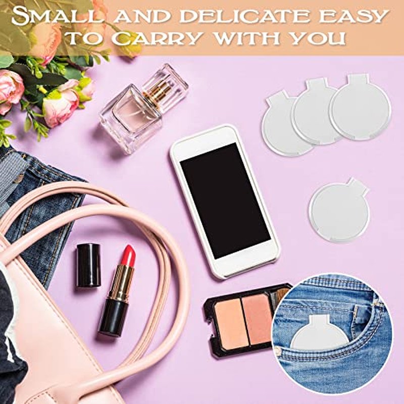 72 Pcs Compact Mirror Bulk Portable Round Makeup Mirror Mini Foldable for Purse Women Travel Daily Use Mother¡®s Day Gifts (White)