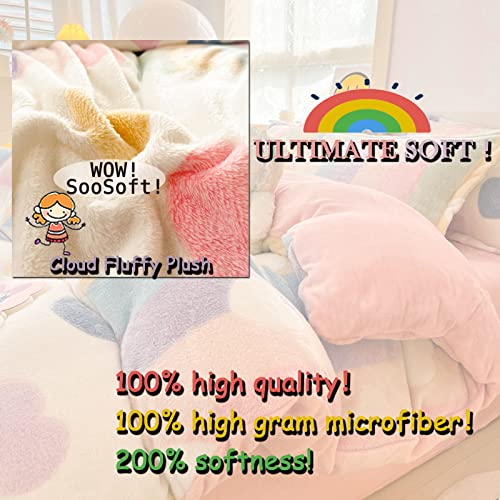 MorroMorn Rainbow Pink Duvet Cover Set Full/Queen Kids Girls Teens Women