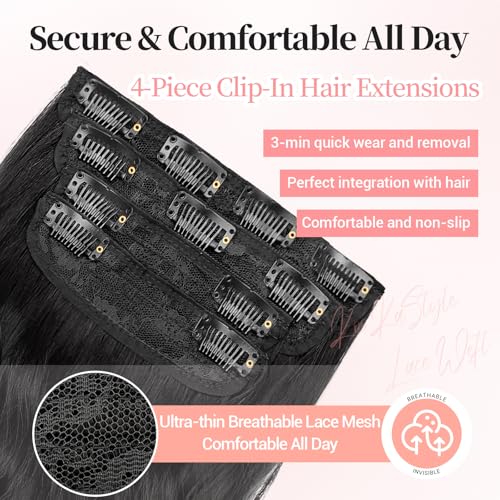 KooKaStyle 24in Wavy Thick Clip-in Hair Extensions in Black