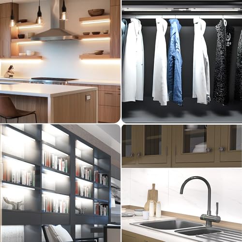 Dimmable 12 Inch Under Cabinet LED Lights - Cold White, Linkable, Plug-in & Hardwired, 12 PCS