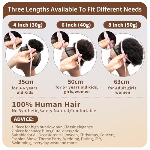 FEIPRO 4 Inch Small Afro Puff Ponytail for Kids - Natural Black Hair Bun Pack of 1
