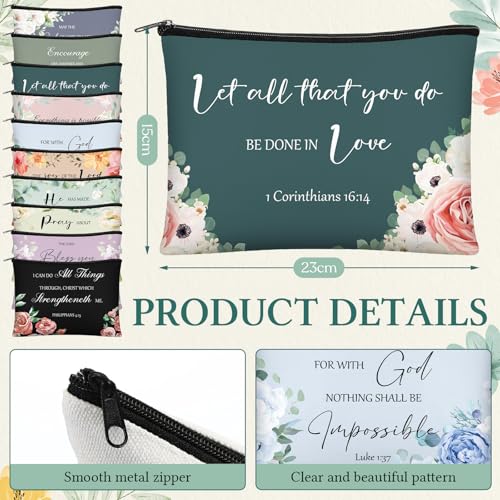 Vintage Christian Gift Set for Women - Religious Gift Bulk with Bible Verse Makeup Bags & Mirrors