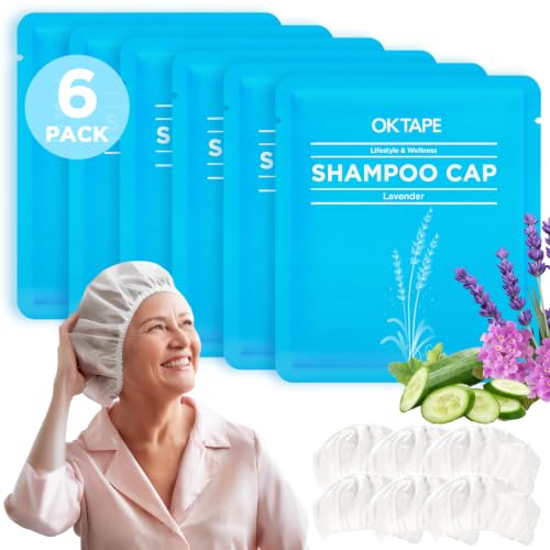 No Water Shampoo Caps 6 Pack - Rinse-Free Shower Cap with 3 Scents for Hair Care