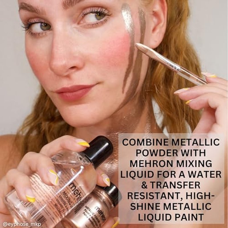 Mehron Makeup Metallic Powder (.17 oz) with Mixing Liquid (1 oz) (Silver)