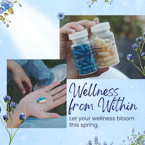 Relumins Dual Capsule Formula Spring Glow Essentials ? Natural Beauty Supplement with GLA, Borage Oil, Vitamin E, Zinc, Turmeric, and Hydrating Plant-Based Oils ? Supports Radiant Complexion