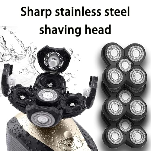 Ruixin 3 Pack Replacement Blades Compatible with Freebird Shaver ? 5-Blade Electric Razor Head for Bald Men, Refills Kit with 3 Cleaning Brushes