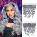 Grey 16 Inch 13x4 Frontal Closure Human Hair Body Wave 180% Density - Variation of THIS listing