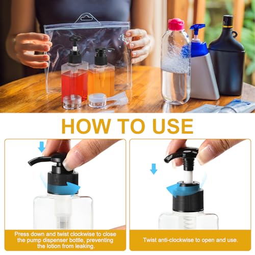 24 Pack Travel Pump Bottles - 3.4 oz Refillable Dispenser Containers