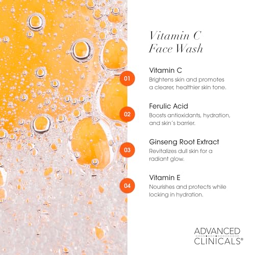 Advanced Clinicals Vitamin C Hydrating Face Gel Cream + Vitamin C Hydrating Facial Cleanser Bundle
