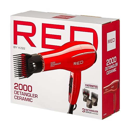 Detangler Hair Dryer with 3 Attachments - Lightweight Ionic Salon Tool