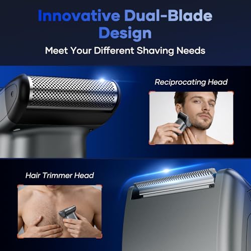 Kensen Black 2-in-1 Electric Back Shaver for Men, Foil & T-Blade Trimmer