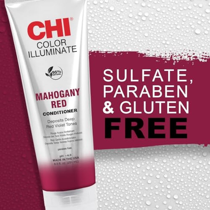 CHI Color Illuminate Conditioner,Helps Maintain Fresh Color In Natural & Color-treated Hair,Sulfate,Paraben,& Cruelty-Free,Mahogany Red,8.5 Oz,(Pack of 2)