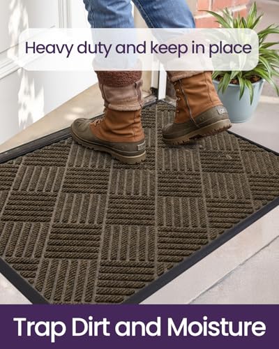 Diamond Brown Rubber Entry Doormat 36x60 for Front Door - Weatherproof