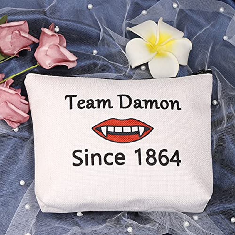 LEVLO The Vampire Lovers Gift Team Damon Stefan Salvatore Since 1864 Makeup Bags Vampire Fandom Gift for Fans (Damon)