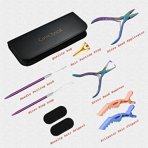 Rainbow Hair Extension Beading Tool Kit for Micro & Pre-Bonded Extensions