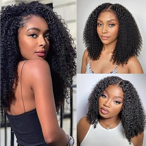 Black 14 Inch Kinky Curly Clip-In Hair Extensions 110g Full Head - Natural Black