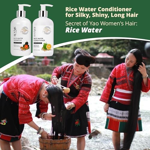 Rice Water Hair Thickening Shampoo & Conditioner Set with Biotin | Strengthening & Volumizing for All Hair Types