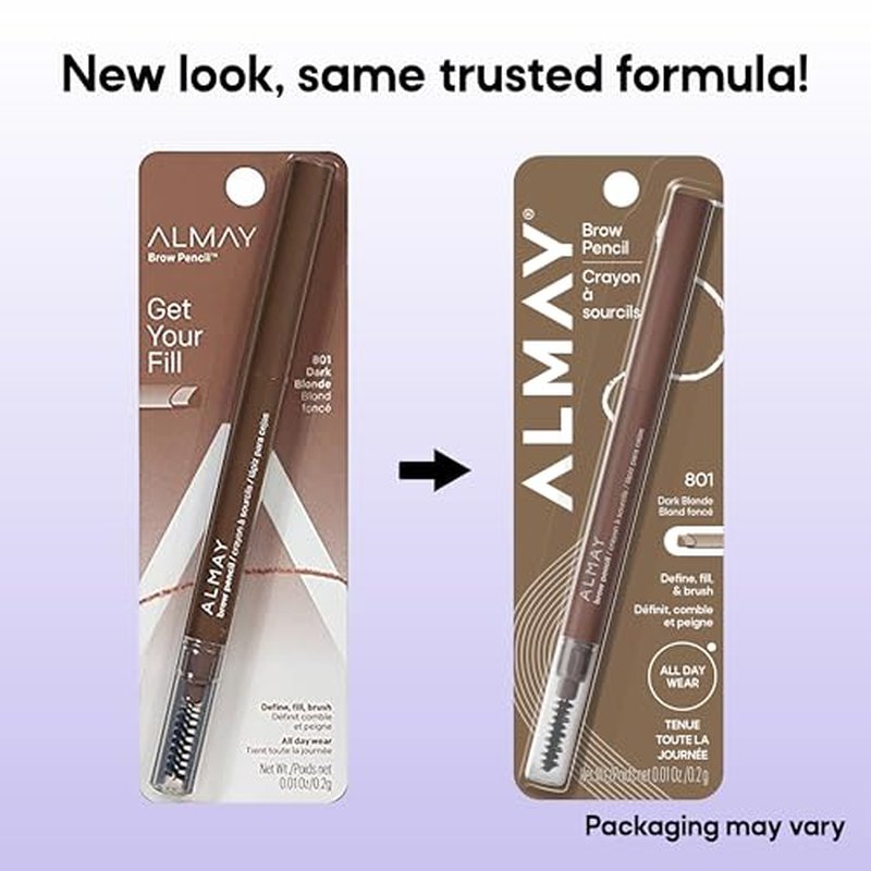 Almay Eyebrow Pencil with Eyebrow Brush, Easy to Achieve Brows, Hypoallergenic (Packaging May Vary), 801 Dark Blonde