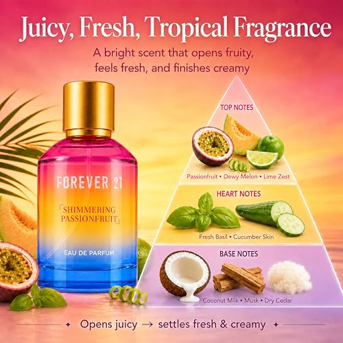 Forever 21 Shimmering Passionfruit Eau de Parfum for Women 3.4 Fl Oz - Fruity Tropical Scent
